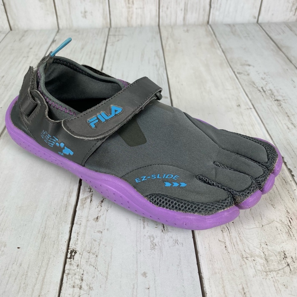 Fila Skele-Toes EZ Slide Women’s Size 7 Drainage Water Toe Shoes Gray Purple